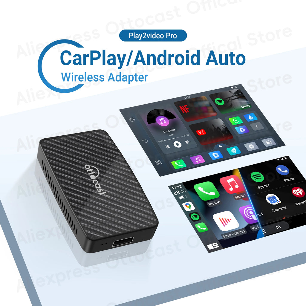 OTTOCAST Play2Video Pro Wireless CarPlay Android Auto Adapter for Youtuber for NetFlix Car Accessories for Lada HAVAl HYUNDRI