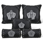 Crown Car Interior Accessories for Women Leather Steering Wheel Covers Tiessue Box Neck Lumbar Pillows Seatbelt Shifter Sets