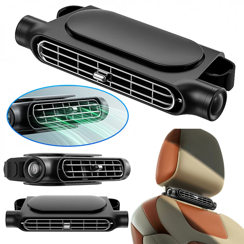 Car Headrest Cooling Air Fan 3 Speeds Adjustable Car Seat Cooling Fan USB Powered Rear Seat Ventilator Summer Car Accessories