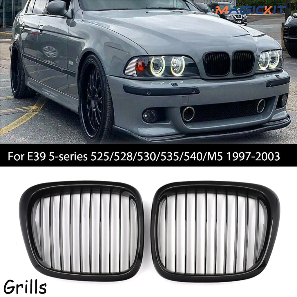MAGICKIT For E39 5-series 525/528/530/535/540/M5 1997-2003 2 x Front Grille (Left and Right) ABS CAR Accessories