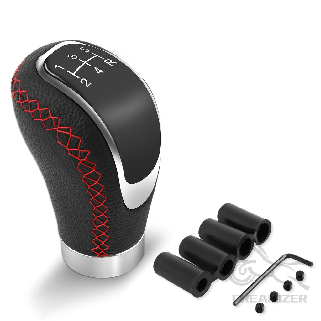 Car PU Leather 5 Speed Shifter Lever With Gear Knob Manual Transmission Replaceable Cap Cover Gear Shift Knob Car Accessories