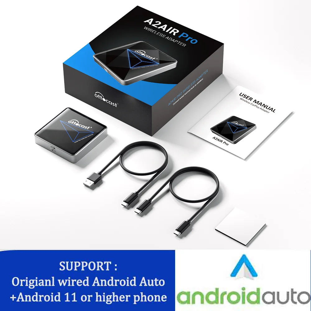 OTTOCAST A2Air Pro Wireless Android Auto Adapter for Android 14 Phone Car Accessories for Kia VW Audi Ford Benz  Chery Chevrolet