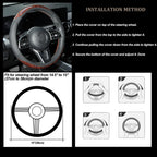 15'' Wood Grain Steering Wheel Cover Leather Breathable Non-slip Car Accessories
