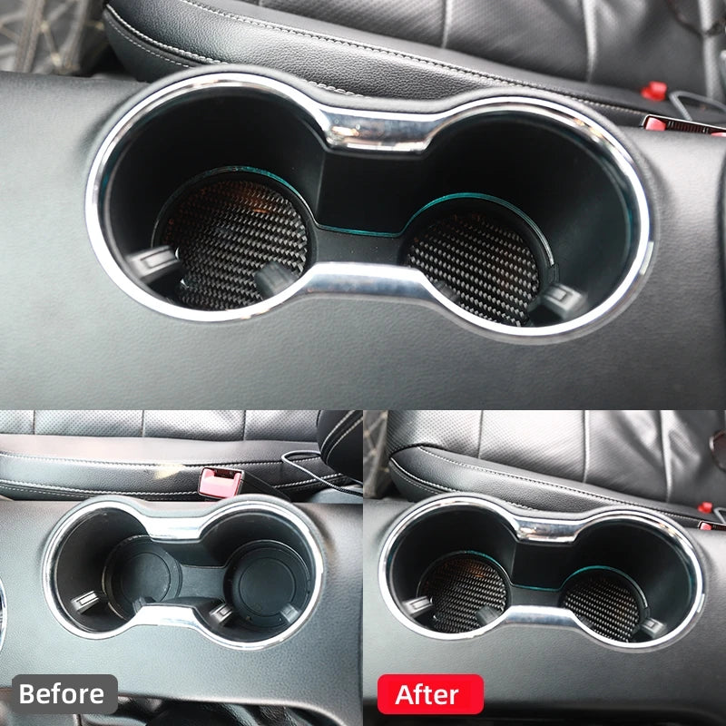 For Chevrolet Camaro 2017-2022 Accessories Carbon Fiber Interior Car Central Cup Holder Gasket Decorative Sticker Trim Cover