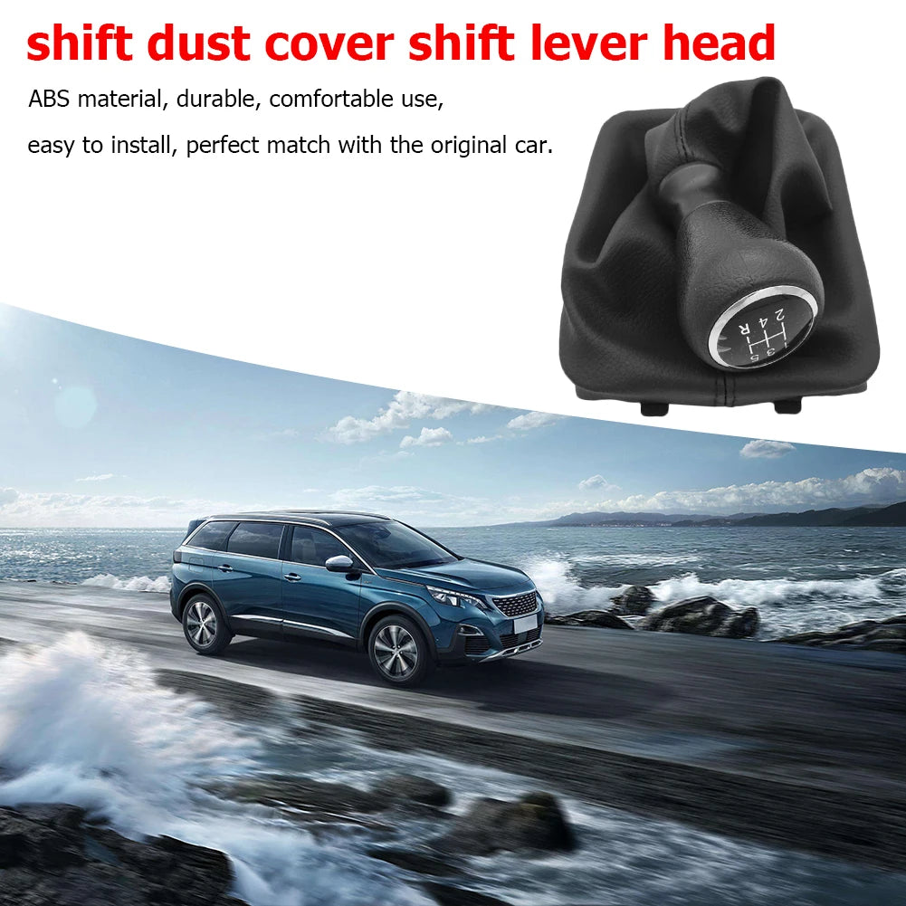 For Peugeot 206 207 307 Citroen C3/C5 PU 5 Speed Gear Shift Knob Shifter Lever Stick Gaiter Boot Cover Car Accessories