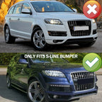 MAGICKIT For 2010-2015 Audi Q7 S-Line Front Bumper Lower Grille Cover Black US CAR Accessories Sport Model Black