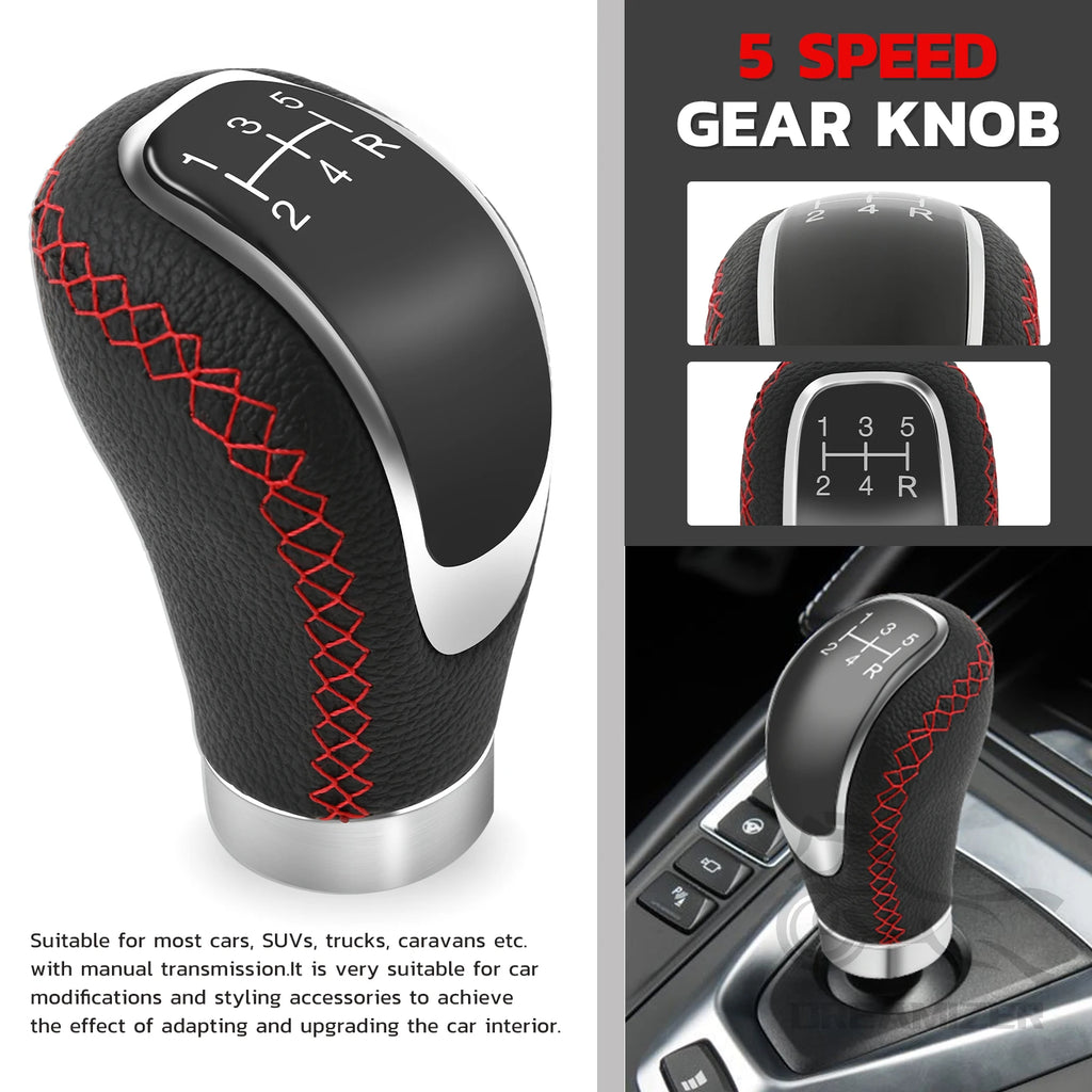 Car PU Leather 5 Speed Shifter Lever With Gear Knob Manual Transmission Replaceable Cap Cover Gear Shift Knob Car Accessories
