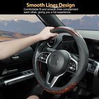 15'' Wood Grain Steering Wheel Cover Leather Breathable Non-slip Car Accessories