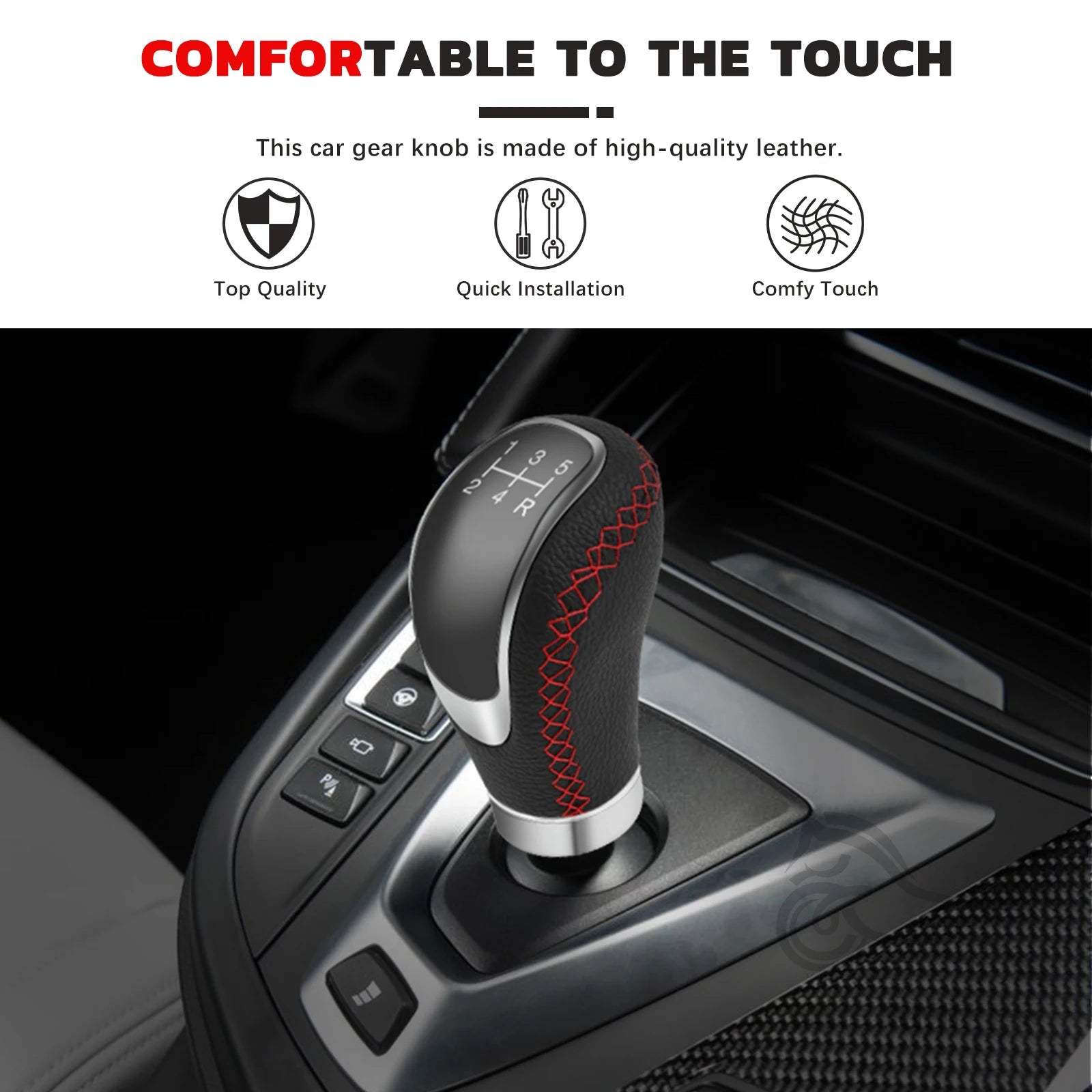 Car PU Leather 5 Speed Shifter Lever With Gear Knob Manual Transmission Replaceable Cap Cover Gear Shift Knob Car Accessories