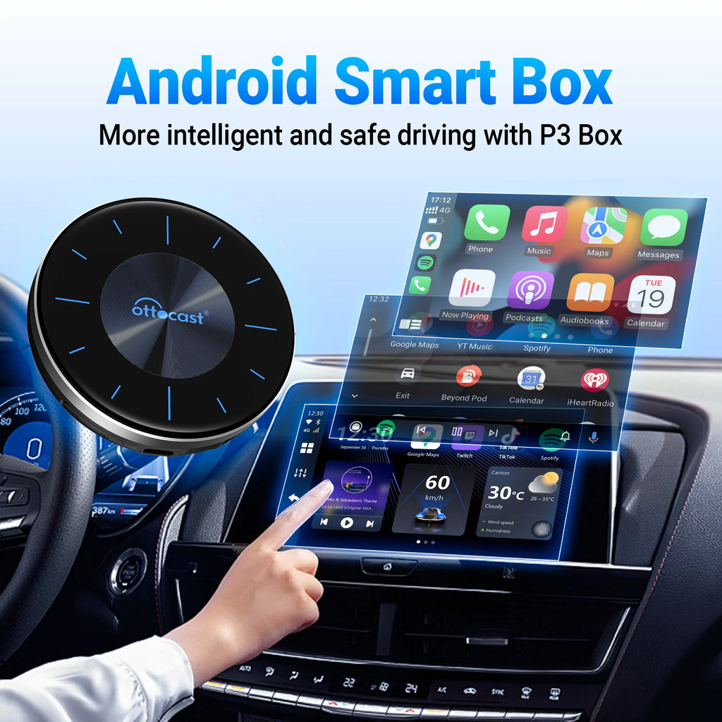 OTTOCAST OttoAibox P3 CarPlay AI Box Wireless Android Auto Smart TV Box Support for HDMI output Car Accessories for Benz VW Audi