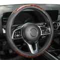 15'' Wood Grain Steering Wheel Cover Leather Breathable Non-slip Car Accessories