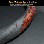 15'' Wood Grain Steering Wheel Cover Leather Breathable Non-slip Car Accessories