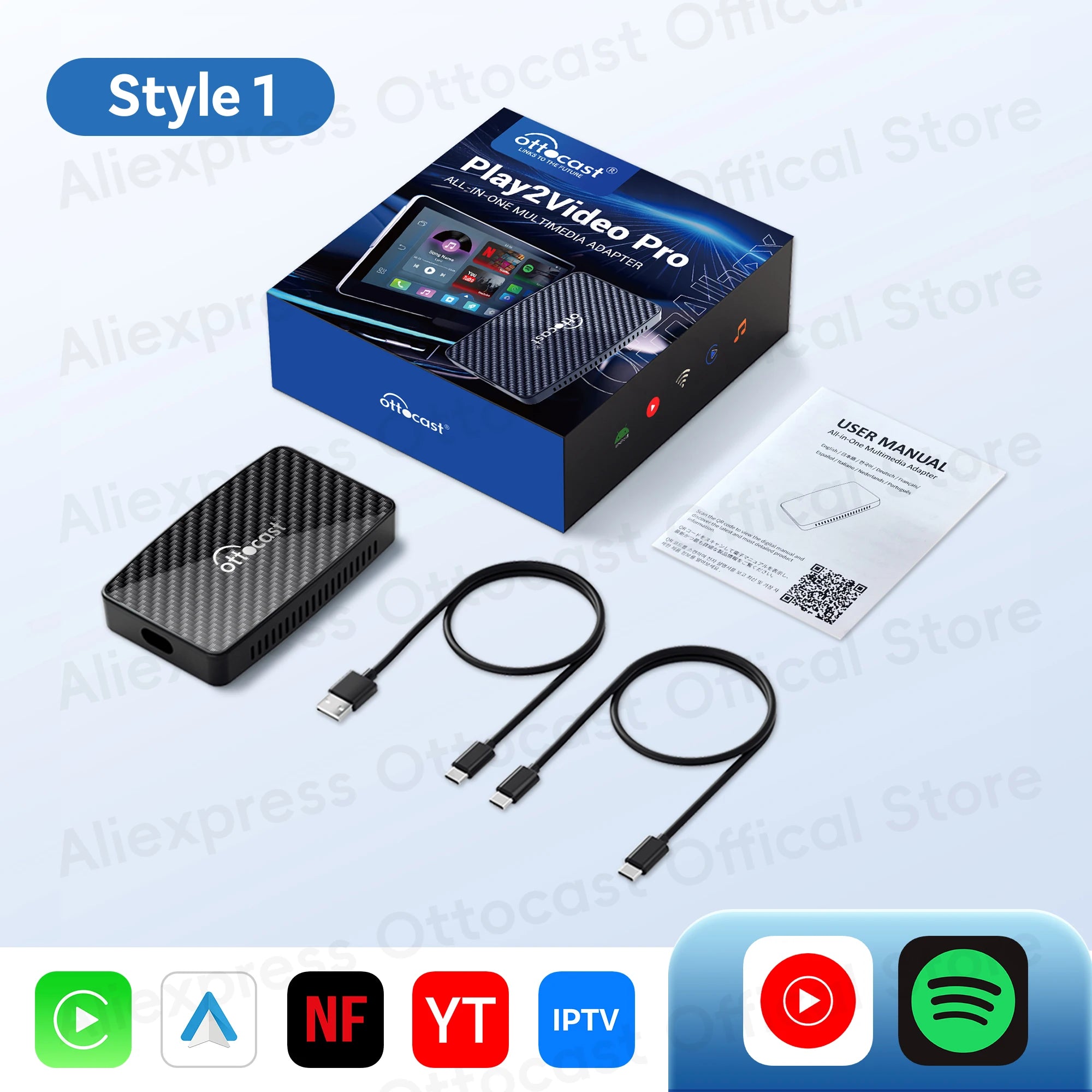 OTTOCAST Play2Video Pro Wireless CarPlay Android Auto Adapter for Youtuber for NetFlix Car Accessories for Lada HAVAl HYUNDRI