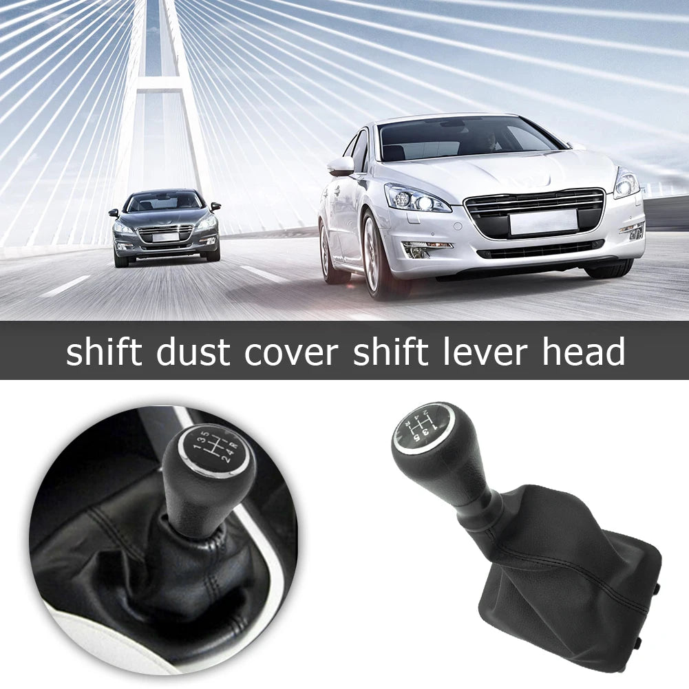 For Peugeot 206 207 307 Citroen C3/C5 PU 5 Speed Gear Shift Knob Shifter Lever Stick Gaiter Boot Cover Car Accessories