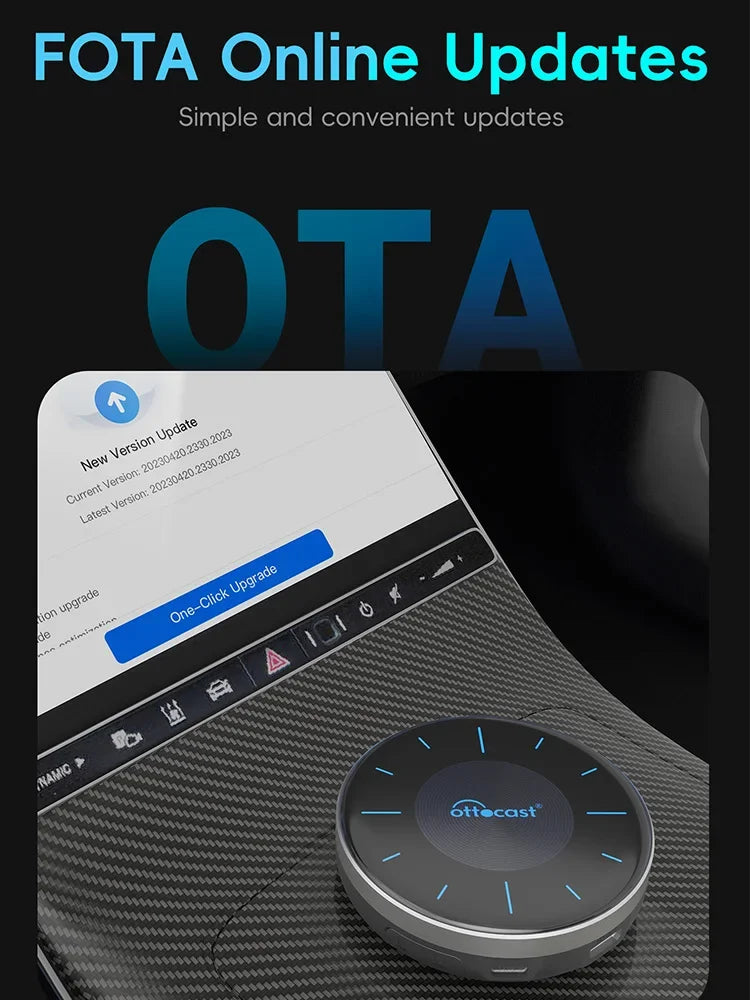 OTTOCAST PICASOU 3 CarPlay AI Box Wireless Android Auto TV Box Mini HDMI for Toyota Kia Hyundai VW for Netflix Car Accessories