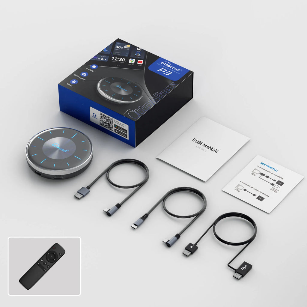 OTTOCAST PICASOU 3 CarPlay AI Box Wireless Android Auto TV Box Mini HDMI for Toyota Kia Hyundai VW for Netflix Car Accessories