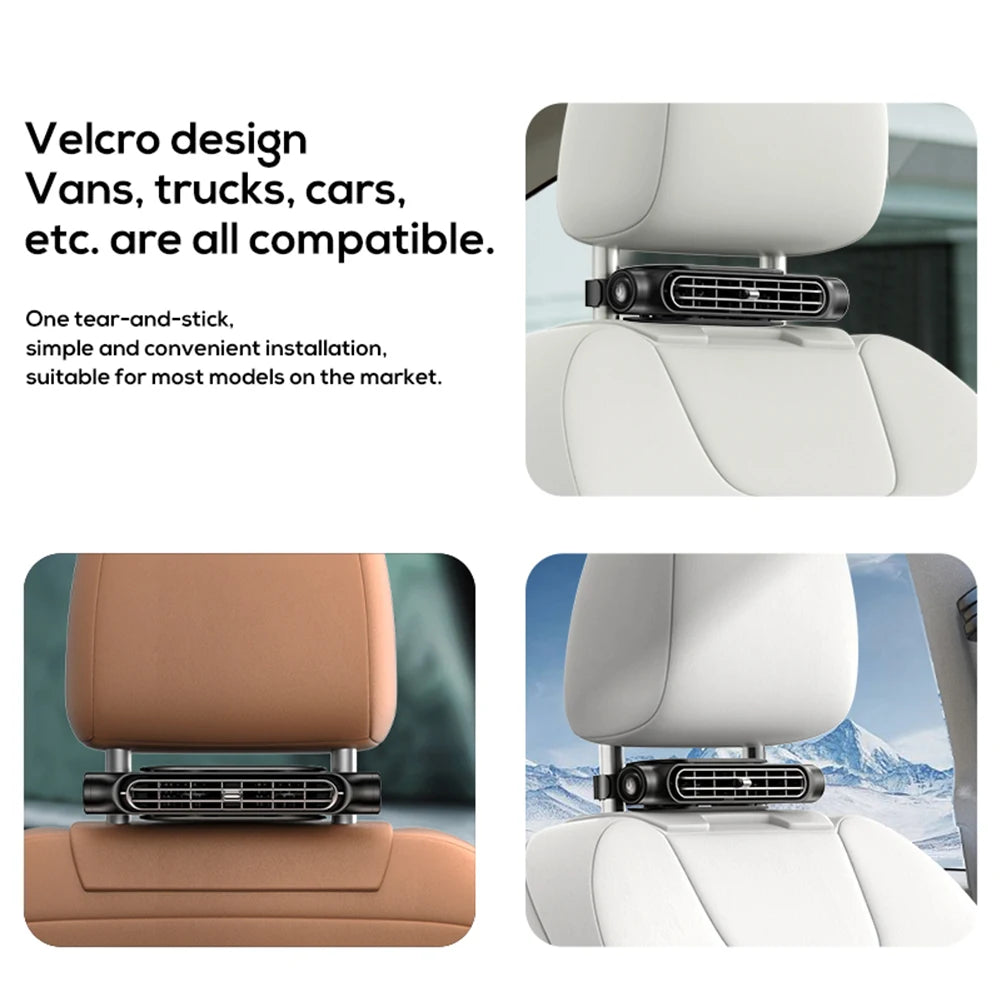 Car Headrest Cooling Air Fan 3 Speeds Adjustable Car Seat Cooling Fan USB Powered Rear Seat Ventilator Summer Car Accessories