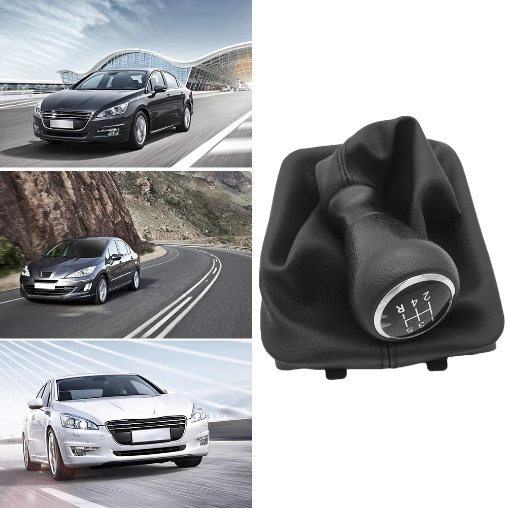 For Peugeot 206 207 307 Citroen C3/C5 PU 5 Speed Gear Shift Knob Shifter Lever Stick Gaiter Boot Cover Car Accessories